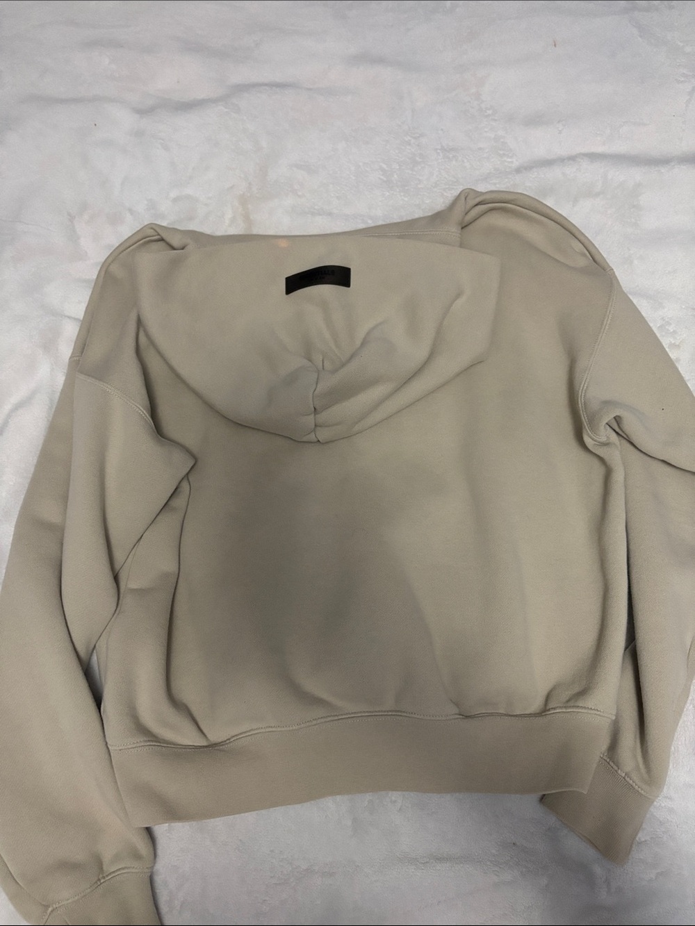 Essentials Men's Hoodie in Beige with Black '1977' Printing - Picture 4 of 4
